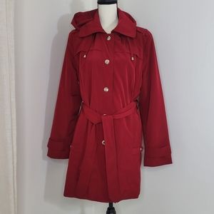 London Fog Trench Coat  Red Large Hood